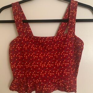 Forever 21 Red and Yellow Patterned Crop Top